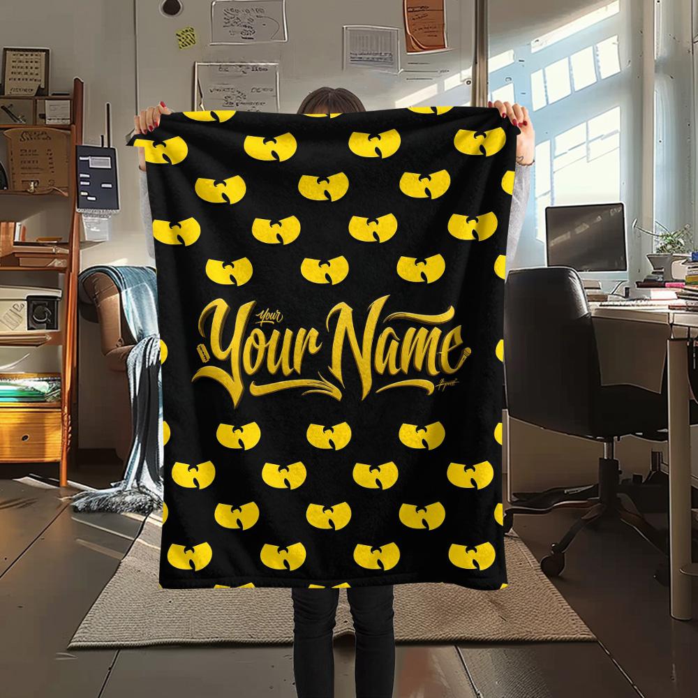 1PC Custom Name Wu-Tang Clan Patterned Flannel Blanket Suitable For All Seasons for Home Decor Warmth and Comfort Gifts Holiday Present -HE228