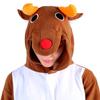 Kostium Cosplay Kigurumi Renifer Piżama Kostium Mikołaja na Boże Narodzenie Unisex Brązowy [iinoo] (Ciemny M)