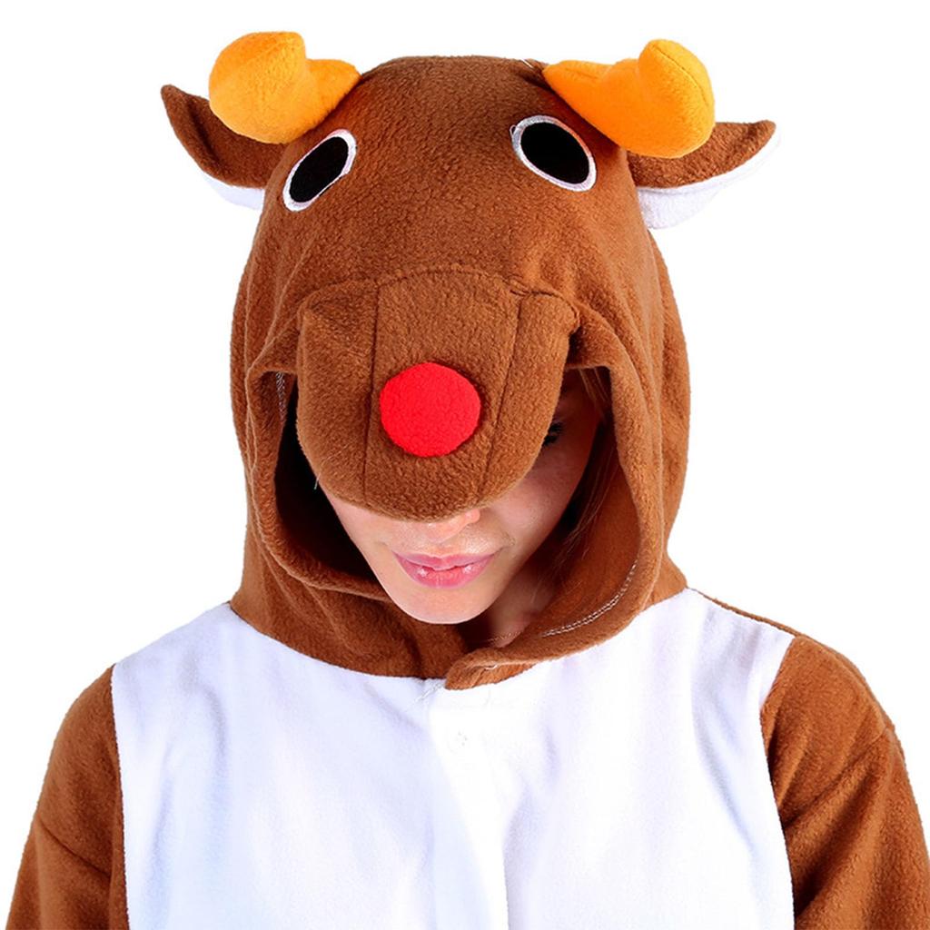 Kostium Cosplay Kigurumi Renifer Piżama Kostium Mikołaja na Boże Narodzenie Unisex Brązowy [iinoo] (Ciemny M)