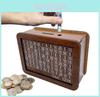 Money Box With Counter Minimalist Wooden Craft For Home Brown