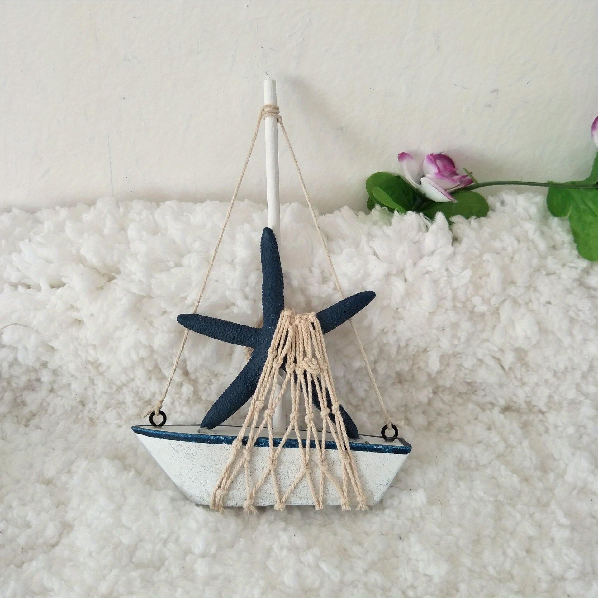 

1PC Mini Wooden Sailboat Decorative Ropes and Anchors,Mediterranean-style Commemorative Gift for The Owner s Home Office Desktop