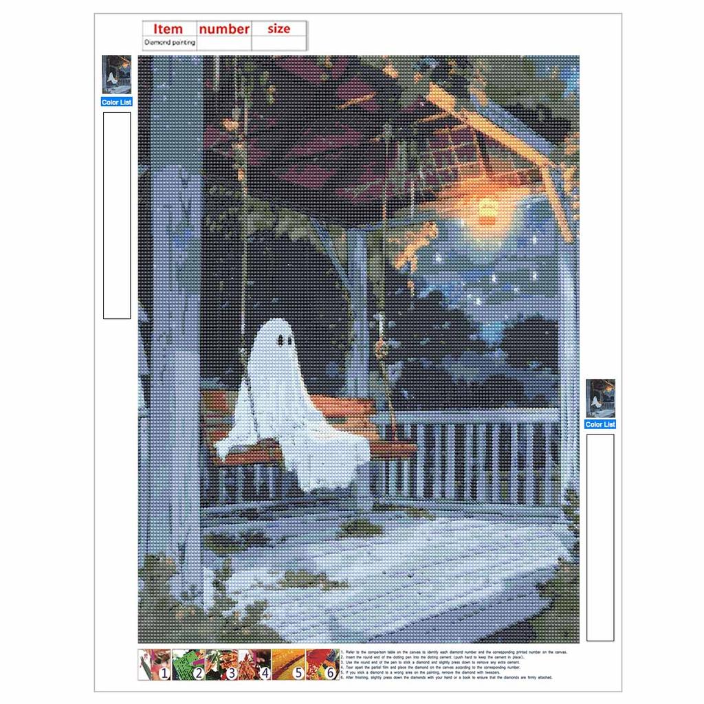 DIY Diamond Painting Canvas Night Swing Cute Character Design 5D Full Drill Art Creative Leisure Craft Home Decor Wall Gift