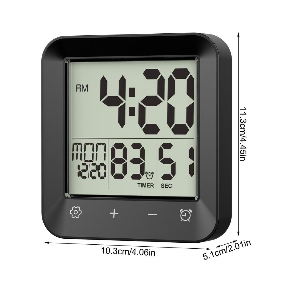 Bathroom Waterproof Shower Timer 12/24-hour Time Clock Date Week Digital Temperature Display LCD Display Screen Wall Clock Timer