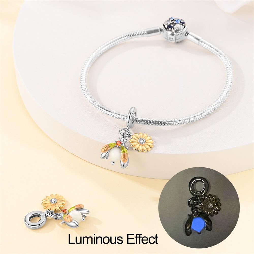 Copper Charms Original Firefly Chrysanthemum Beads Fit Bracelet Jewelry Diy Lady'S Gift Accessory