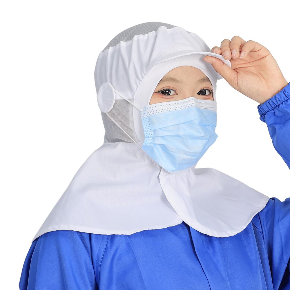White Unisex Breathable Net Peaked Work Cap Dust-Resistant Hat for Food Plant Catering Workshop Cleanroom Hooded Scarf Work Hat