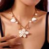 Summer Ocean Style Shell Flower Pendant Necklace for Women Vintage Gold Color Clavicle Chain Choker Beach Vacation Jewelry Gift
