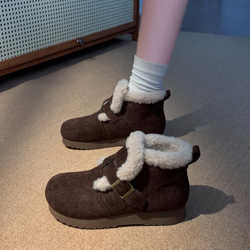 

Trend-increasing snow boots women s 2025 autumn and winter retro fashion short boots women s velvet warm women s boots versatile boots 35