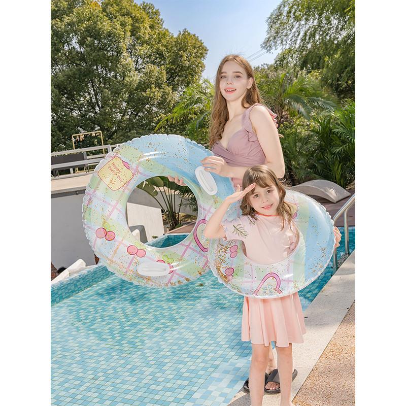Childrens And Adult Swimming Circle Cartoon Love Cherry With Glitter  Water Toy