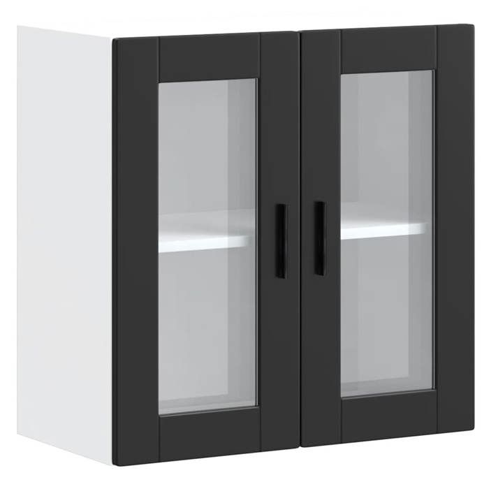 VidaXL Kitchen Wall Cabinet with Glass Door Porto Black 854148