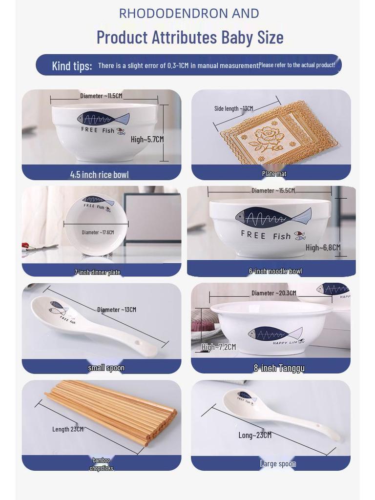 2026 Stylish 8-Piece Dinnerware Set: Plates, Bowls & Chopsticks for Student Dorms