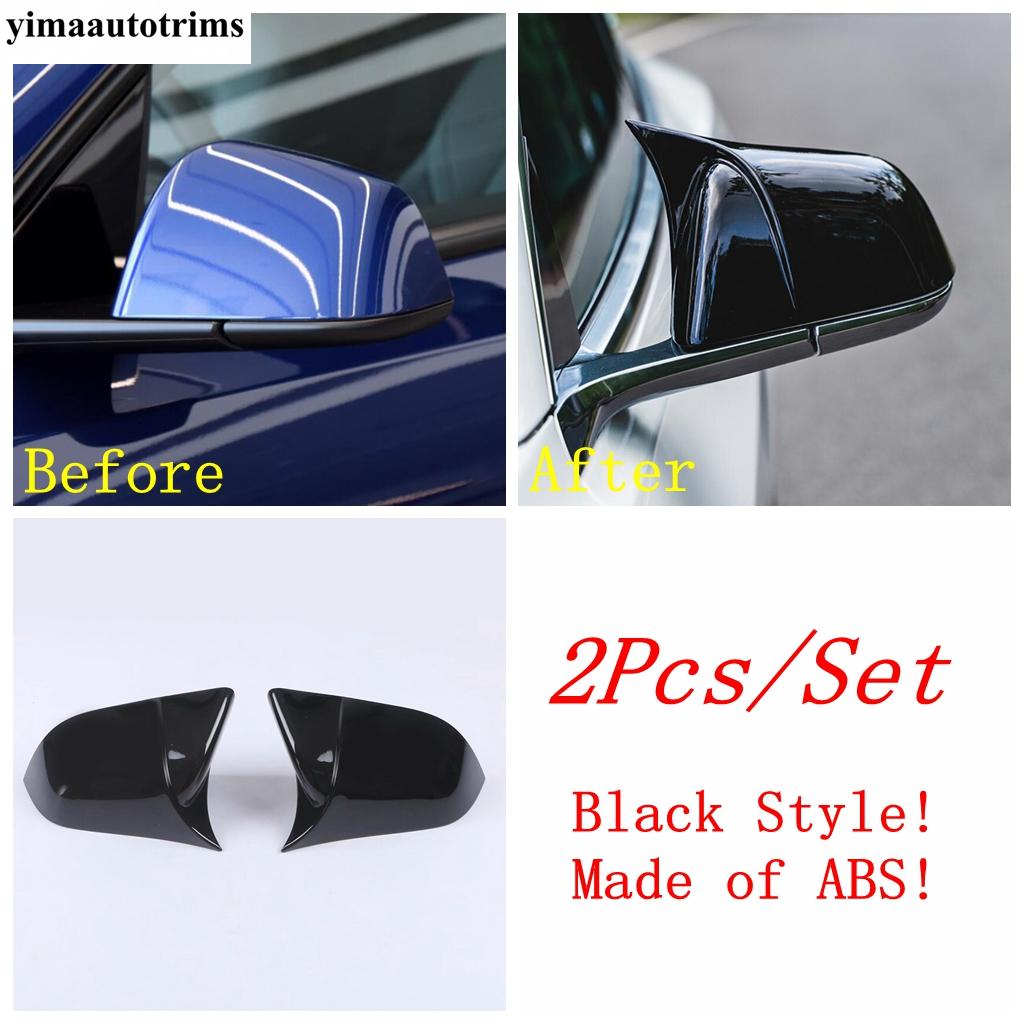Side Rearview Mirror Cap Rain Shade Rainproof Eyebrow Cover Trim Chrome / Carbon Fiber Accessories For Tesla Model 3 2018 -