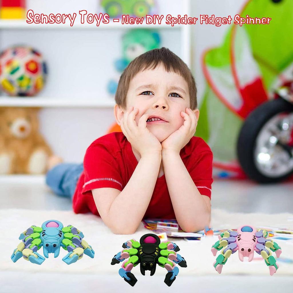 Fidgets Toy Transform WackyTrack Spinner Interactive Stress Relief Toy Finger Gyro for Autistic Children Birthday Gift