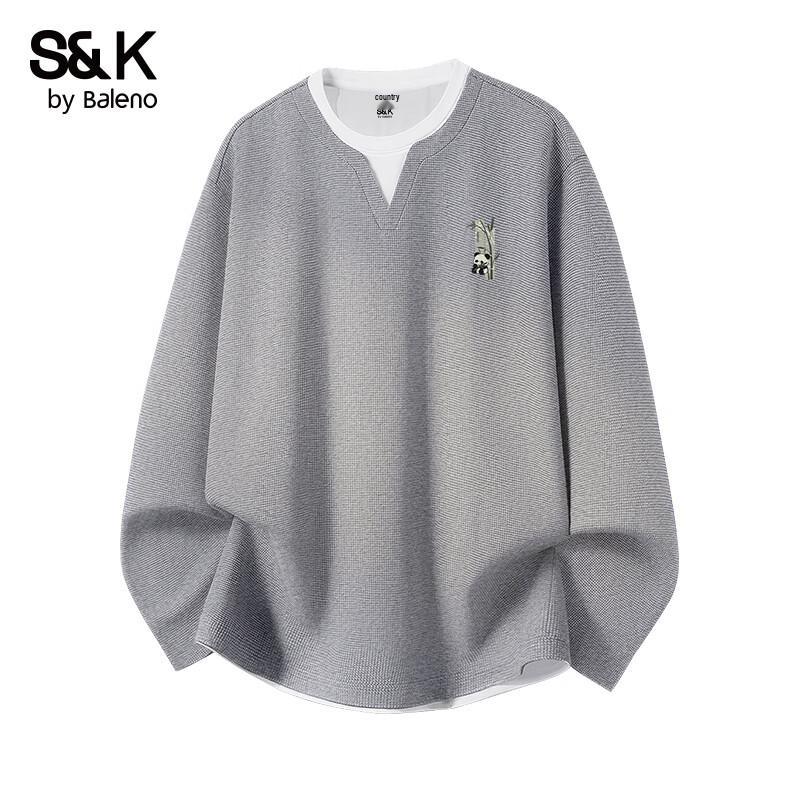 Baleno Men s Vintage Faux Two-Piece Long Sleeve T-Shirt M