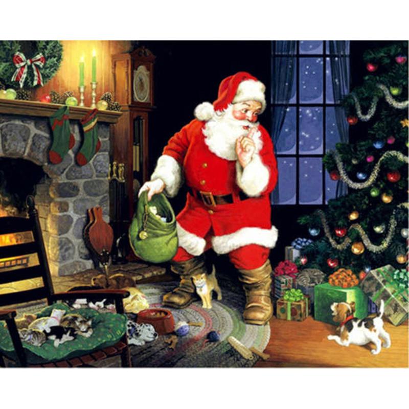 DIY 5D Diamond Painting Santa Claus Diamond Embroidery Winter Snow Tree Cross Stitch Full Round Drill Mosaic Christmas Gift