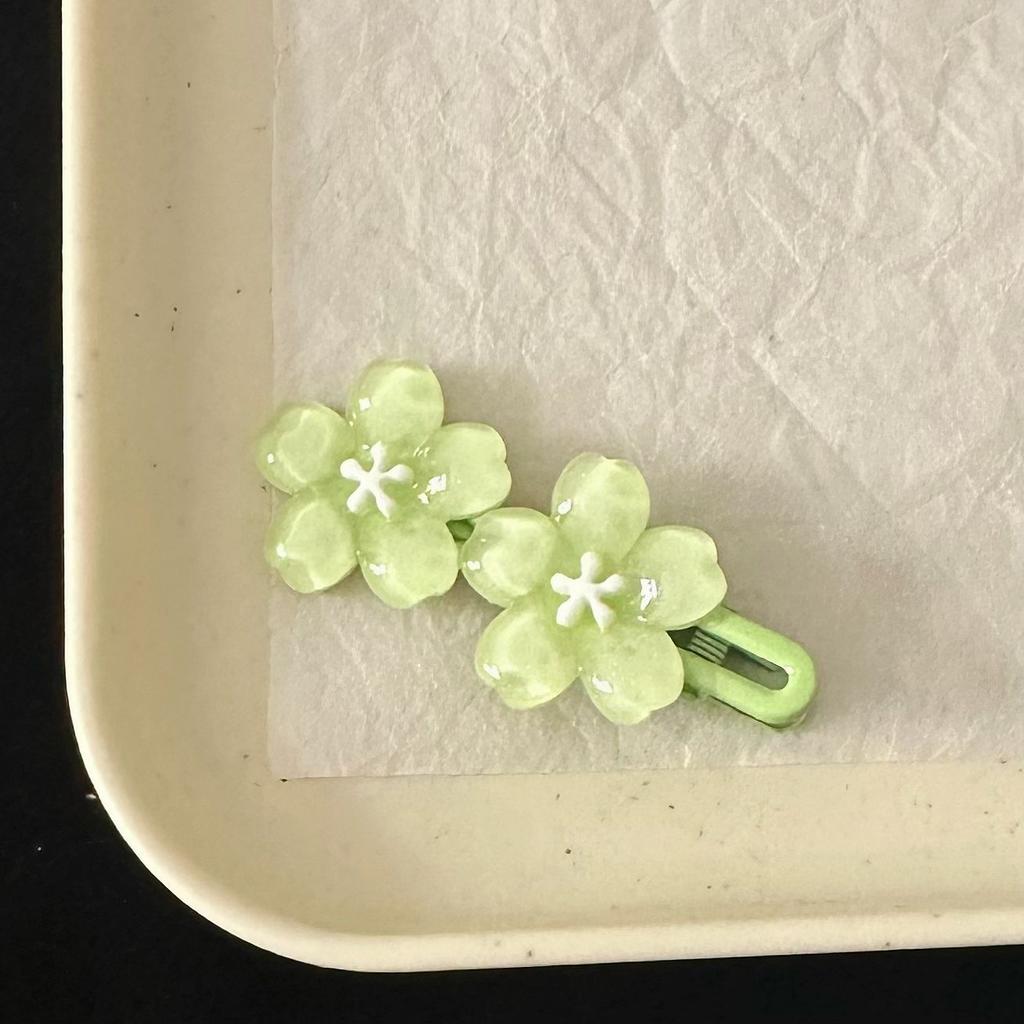 Transparent Cherry Blossom Hair Clips Blue Pink Lace Clips Cute Flower Duckbill Clip Bangs Clip Headband Accessory Versatile New