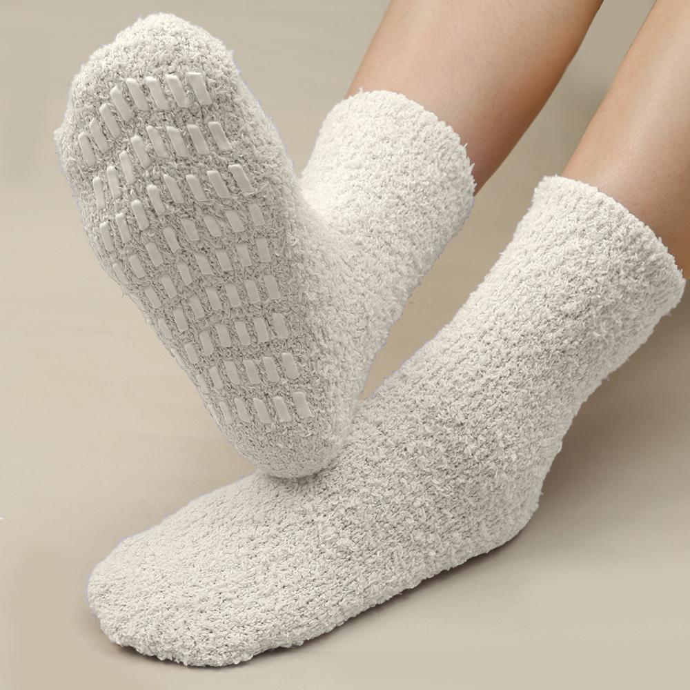 Thickened Coral Velvet Socks Women's Solid Color Indoor Floor Stocking Winter Plush Warm Socks Cold-proof Anti Slip Sock Hosiery