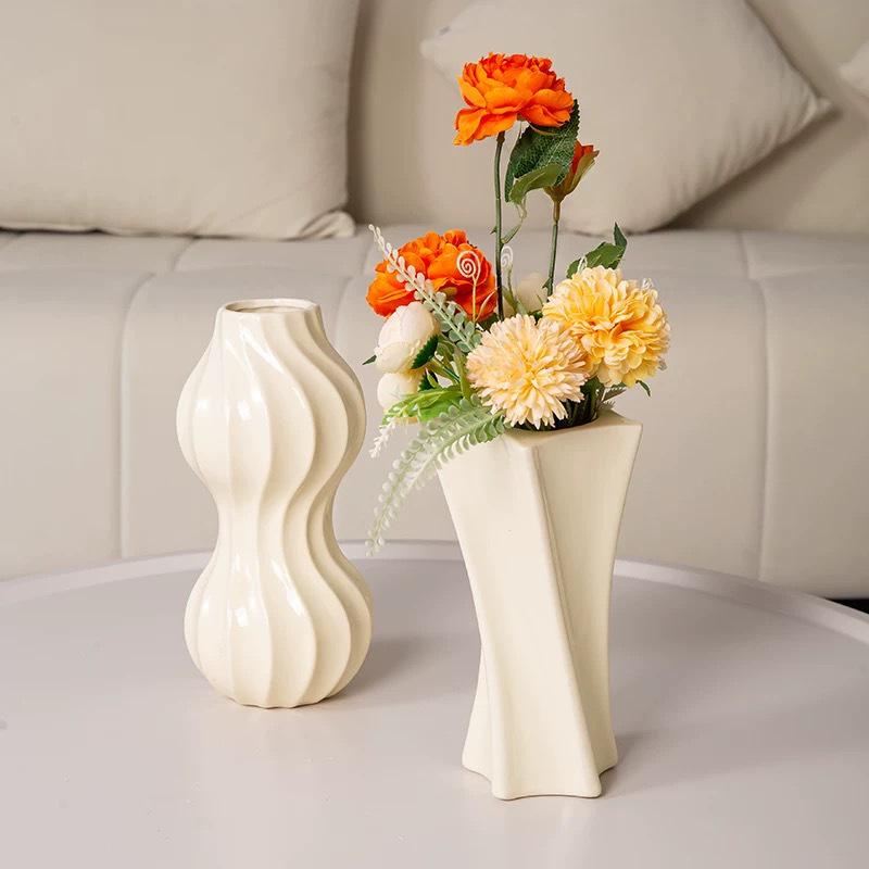 Nordic Wavy Edge Vase for Artificial Flowers - Creative Living Room Decor