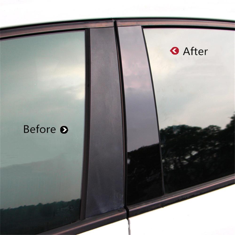 4Pcs For Ford Fiesta Pillar Posts Door Window Trim Cover Kit Glossy Piano Black
