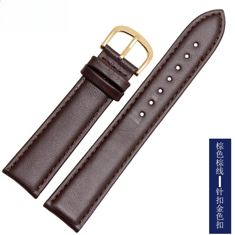Smooth Genuine Calfskin Leather Watchband 18mm 19mm 20mm 21mm 22mm 23 Soft Straps Automatic Butterfly Buckle Business Watch Band