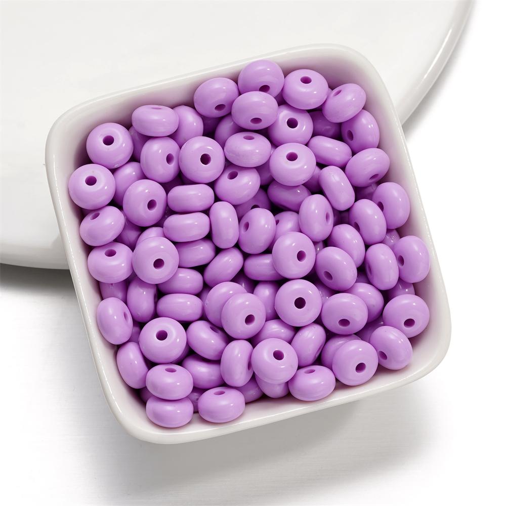 50pcs/Lot Acrylic Oblate Beads 8mm Flat Round Spacer Loose Bead for DIY Necklace Bracelet Jewelry Making Accessories