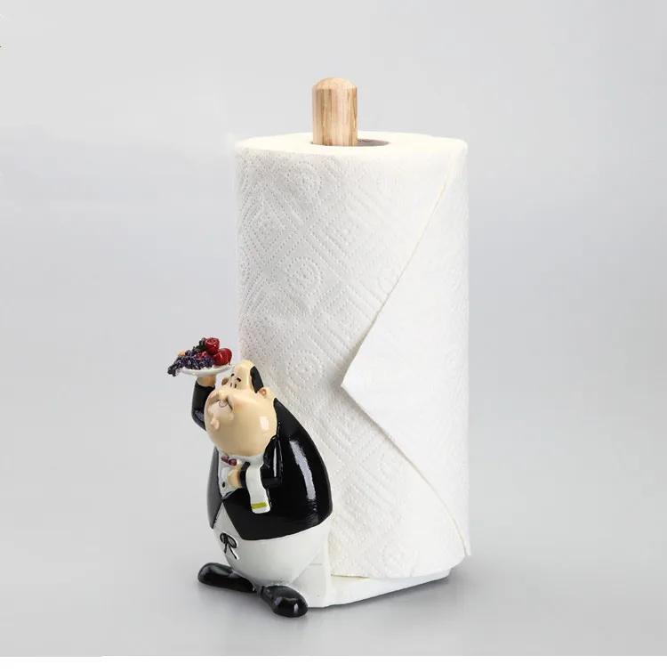 Creative Chef Statue Paper Towel Rack Long/short Dual-use Vertical Paper Towel Rack/kitchen Roll Paper Holder Household Goods