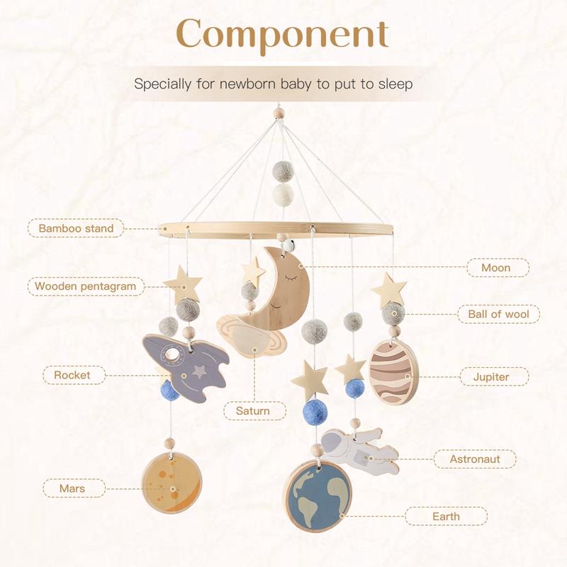 Lass uns Baby-Mobile Rasseltiere 0-12 Monate Weltraum Planeten Anhänger Kinderbett Glocke Kleinkind Rasseln Karussell Kinder Musikspielzeug Geschenk