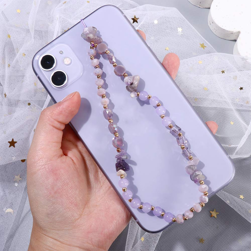 Pearl Gravel Letter Beads Chain Cell Phone Lanyard Mobile Phone Strap Crystal Stone Beads Lanyard