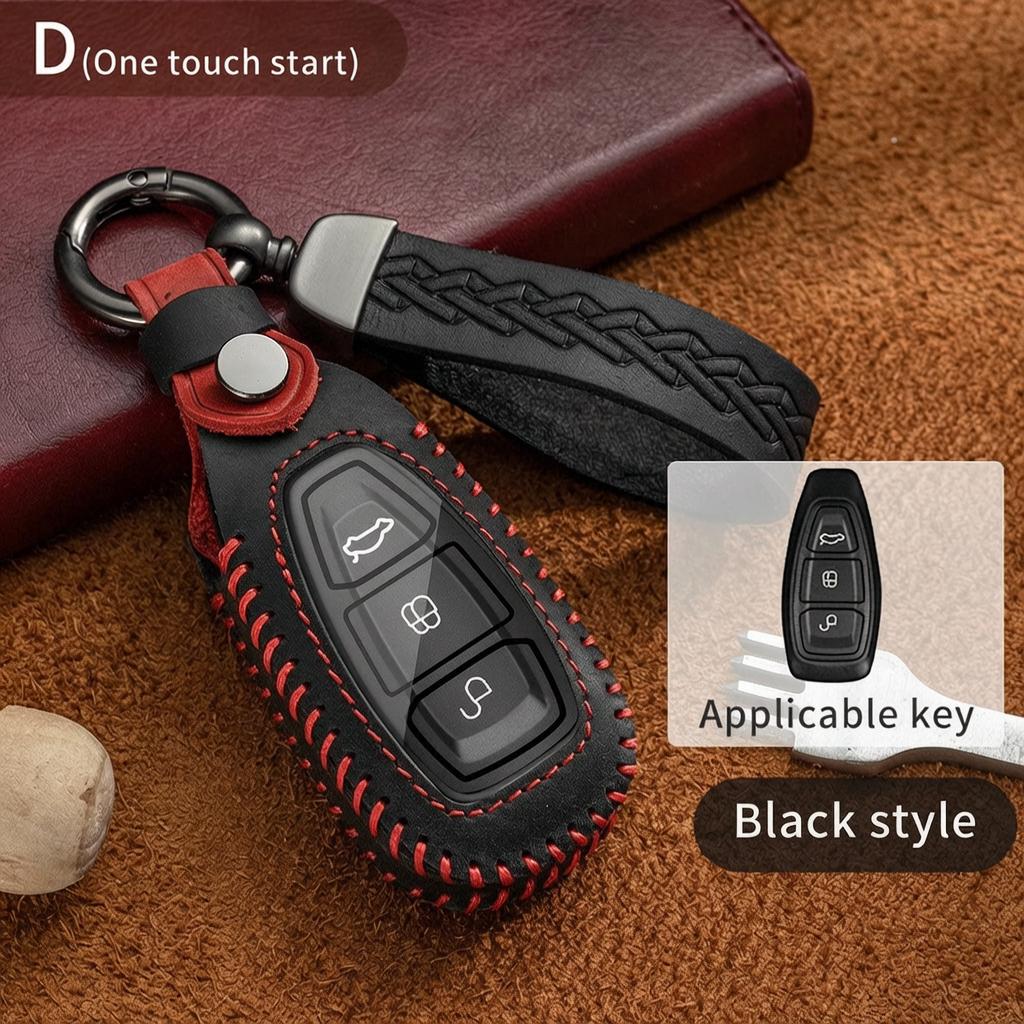 Leather Key Case For Ford Fusion Edge Explorer Mustang Escape F-150 Fiesta Ecosport Ranger Focus Mk3 Kuga Mk2 Cmax Key Fob Cover