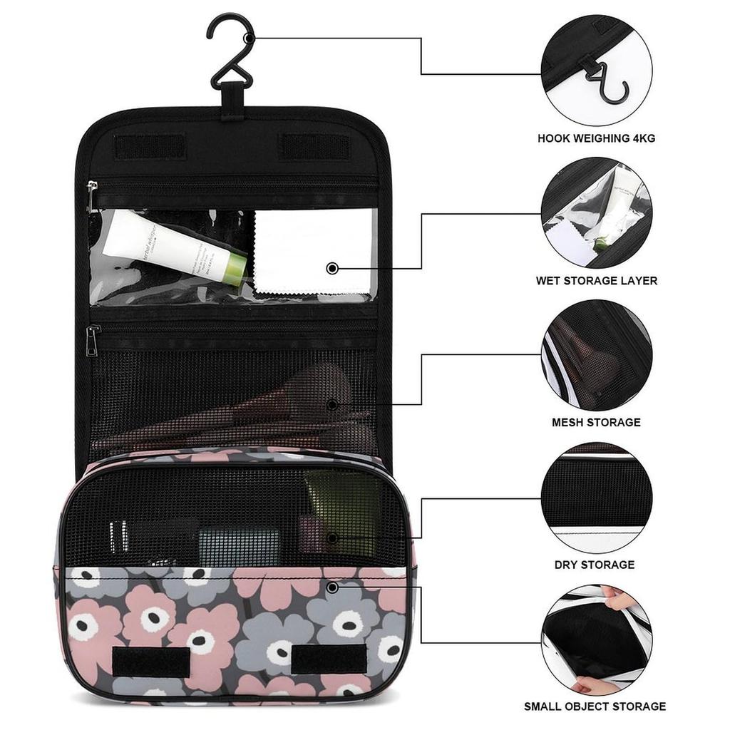 Floral Toiletry Pouch with Hanging Hook for Toiletries and Travel Small Item Perfect for Business and Outdoor Cute and Stylish Character Design