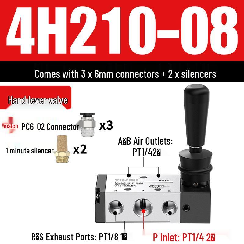 Pneumatisches Handhebelventil 4R210 4H210-08, Zylinder-Richtungssteuerventil 4H310 4R410, Manuelles pneumatisch gesteuertes Ventil.
