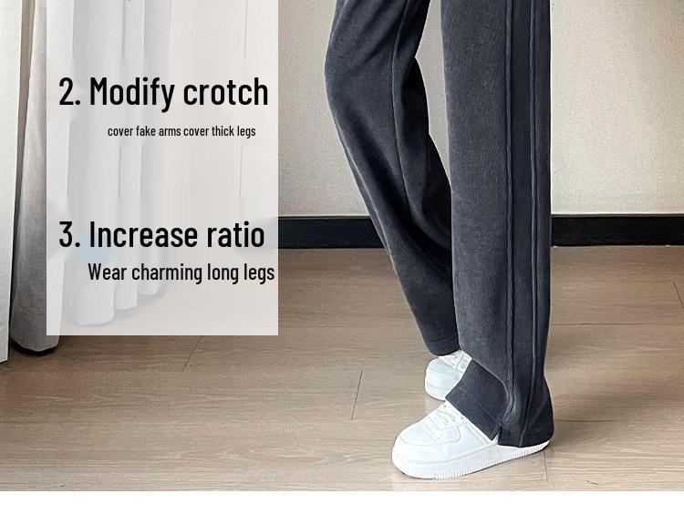 Women's Fleece-Lined Narrow Leg Trousers - Autumn/Winter 2024 Wide Leg Petite Sport Casual Pants