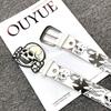 Y2k Skull Belt Jeans Decor Pu Cross Waistbands Simple Skeleton Belt  Female/Girls