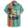Men Clothing Hawaiian Vacation Beach Shirt Lapel Blouse Summer Casual Clothes Tops Chemise