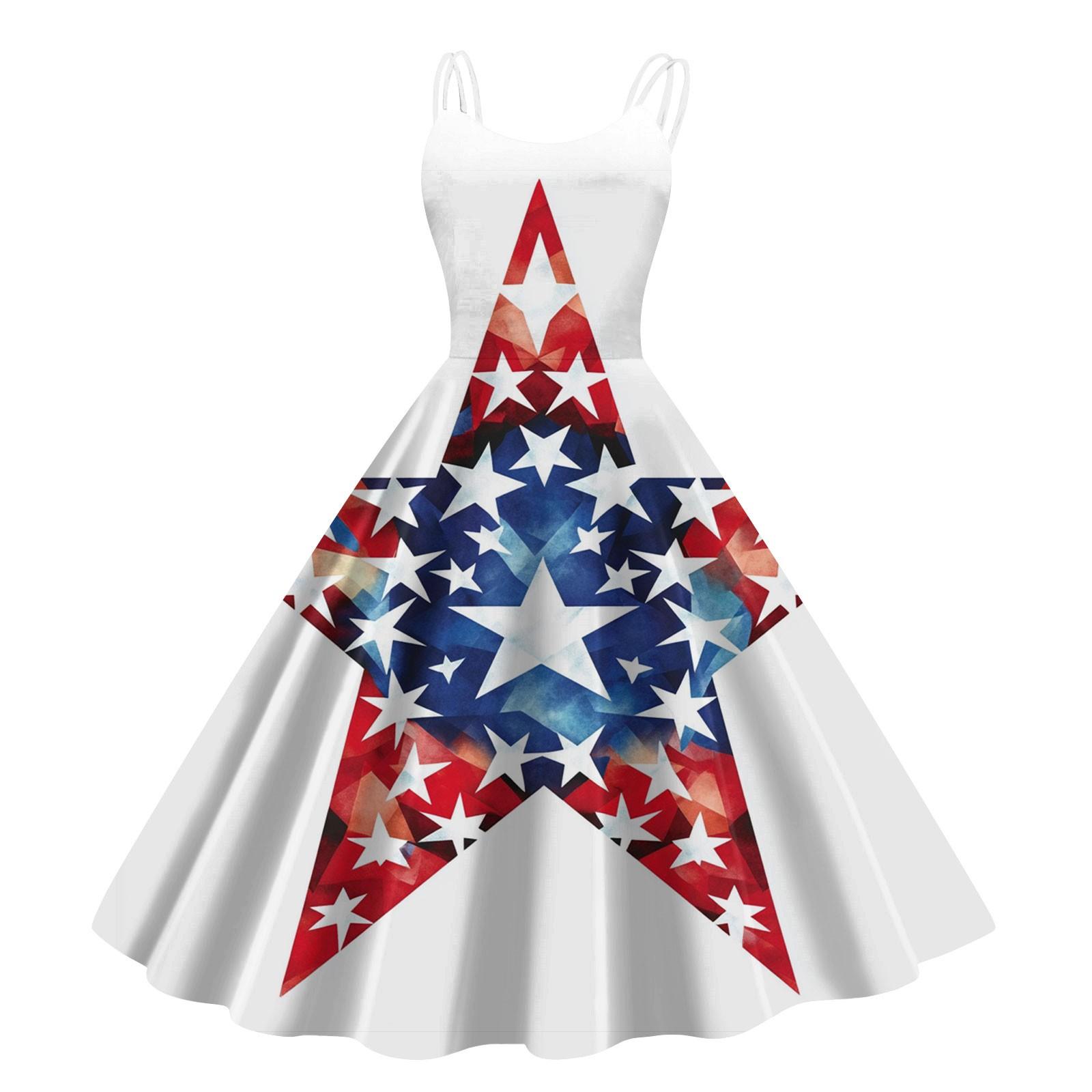 

Independence Day Printed Women s Casual Sexy Strapless Punk Vintage Dresses XL белый
