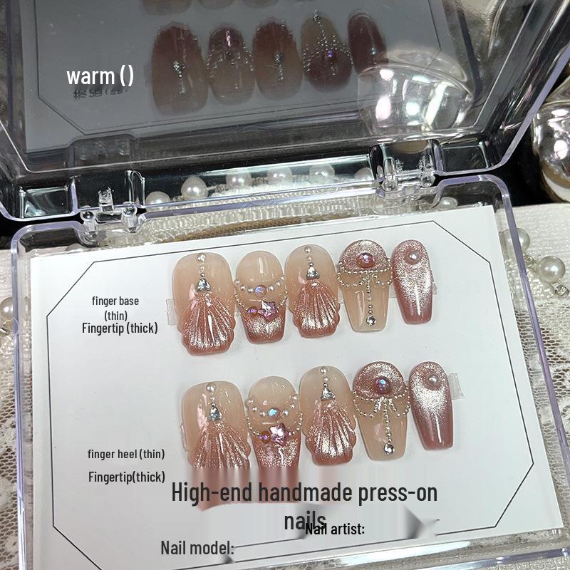 

Handmade Removable Wearable Nail Art with Fishtail Skirt and Cat Eye Design L