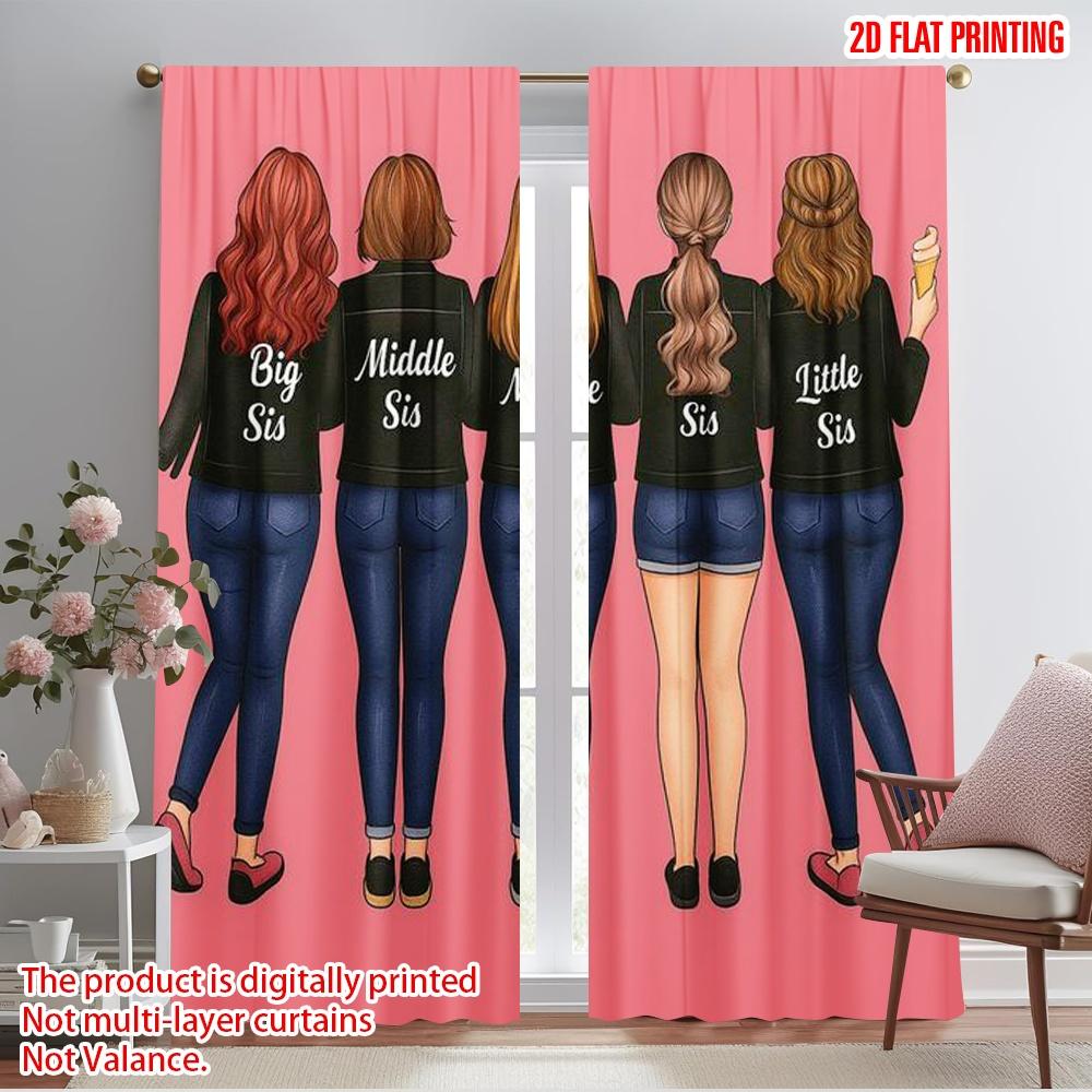 

2pcs,2D plane printing Curtain Popular Sisters Together Versatile Durable Polyester (without rod) Art Deco Festive for Room, 52.50×116.00 CM 2pcs