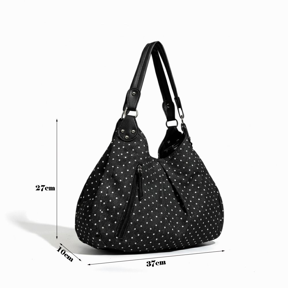 Fashionable Vintage Women Shoulder Bag Polka Dot Pattern Large Capacity Tote Bags Handbag