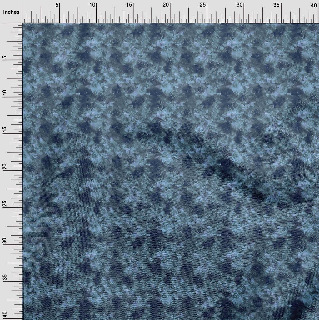 oneOone Cotton Poplin Blue Fabric Abstract Floral Dress Material Fabric Print Fabric By The Yard 42 Inch