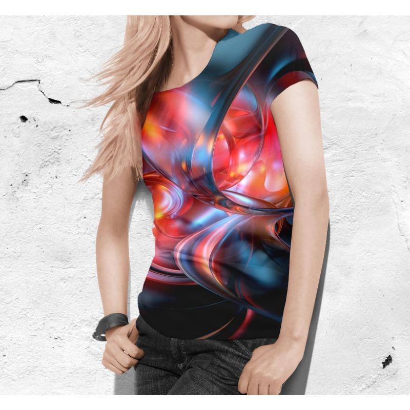 Summer Color Gradient Heart 3D Print T-shirts Women Streetwear Casual Fashion Y2k Short Sleeve T Shirt O-neck Tees Tops Clothing