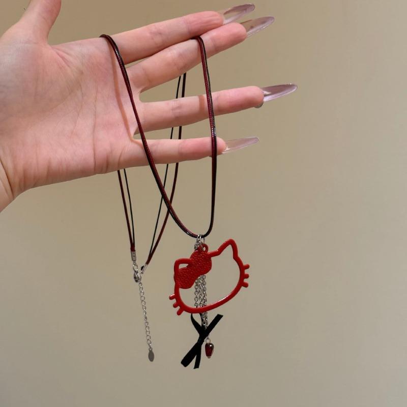 Сладкая девушка сердце полый кулон котенок ожерелье женское сладкое крутое универсальное длинная цепочка на ключицу аксессуары новый