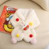 Cute Cartoon Rabbit Pompom Scarf Winter Warm Knitted Neck Warmer Women Men Unisex Fashionable Red Festive Accessory