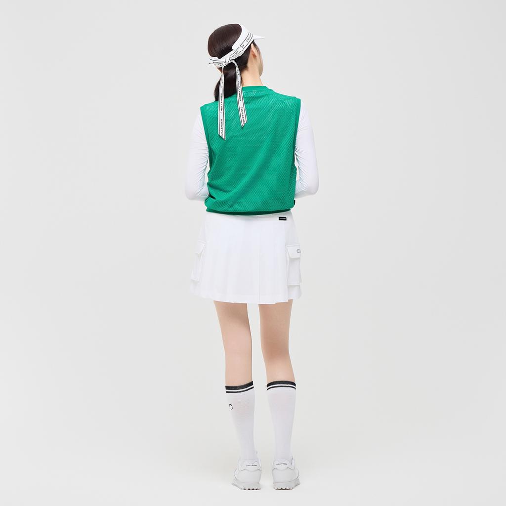 Challenger Women'S Essential Stretch Mesh Round Neck Golf Vest Green