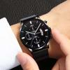 Blue Men'S Mesh Strap Watch Men'S Quartz Calendar Watch Fashion Business Watch