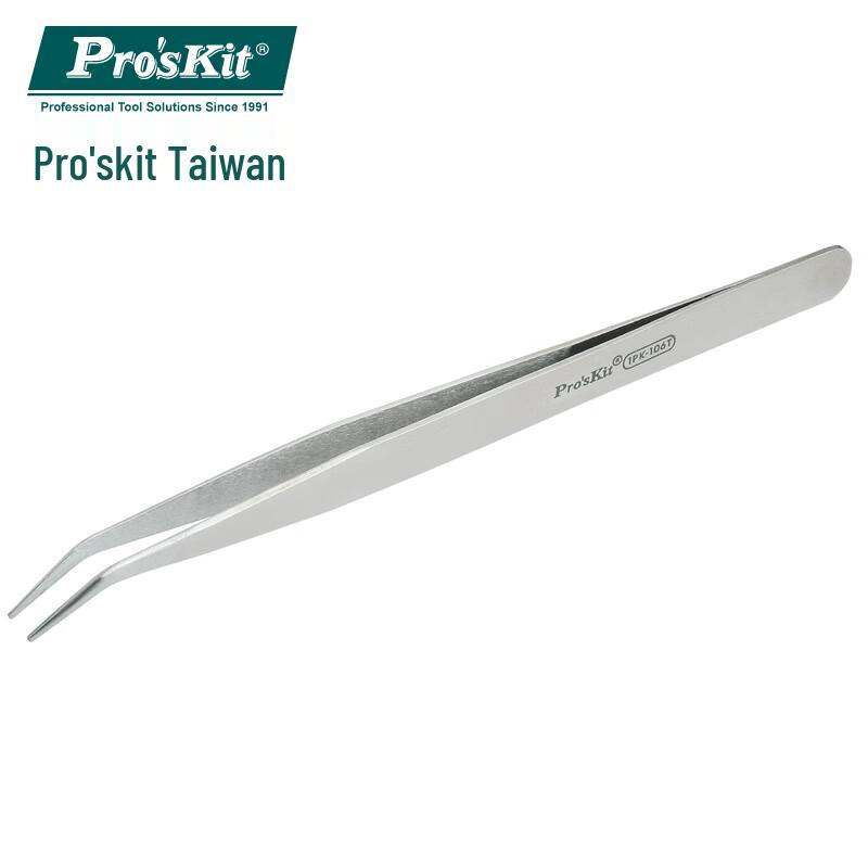 Pro sKit 1PK-106T Stainless Steel Long Bent Tweezers