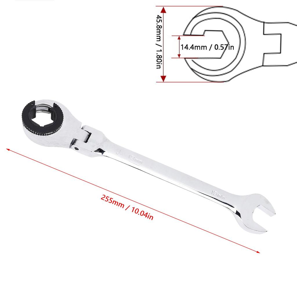 VBESTLIFE 19mm Open Flex Head Ratchet Ratchet Adjustable Tubular Ratchet Wrench for and Air Conditioning Line Nuts Wrench, 72-Tooth Spanner, 180°