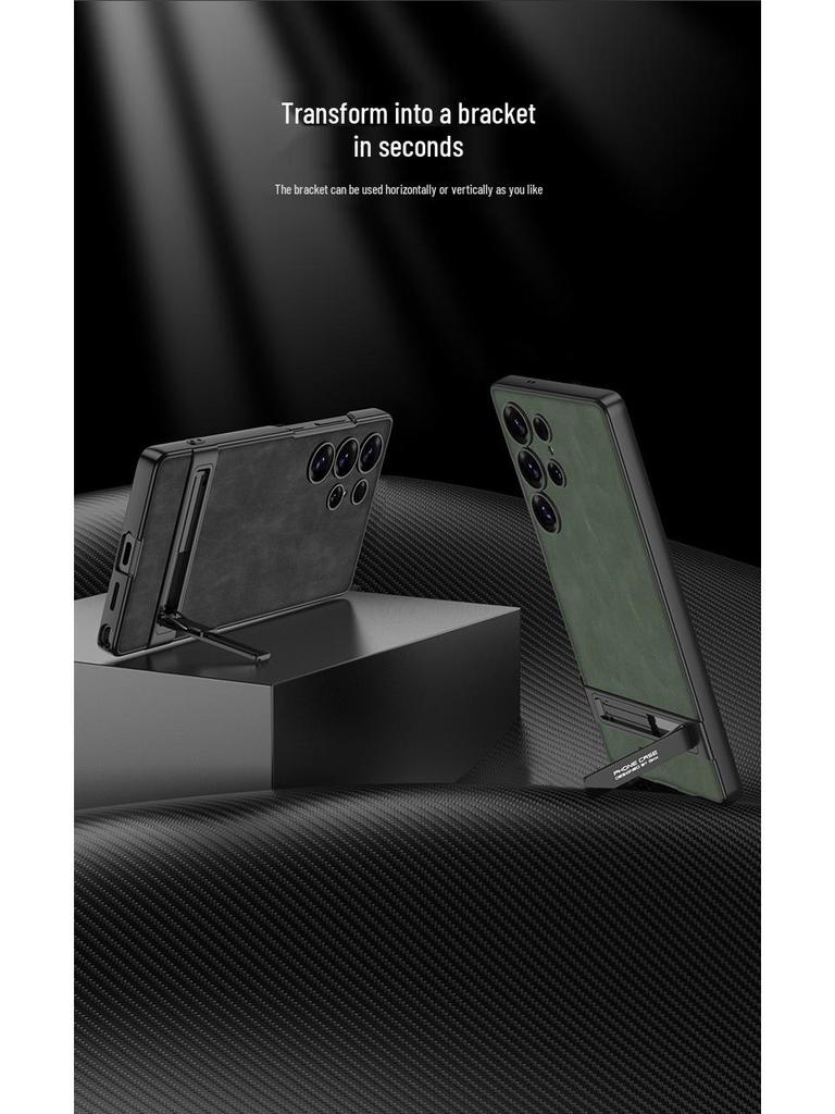 Samsung S25 Ultra Leather Case: Slim, Anti-Fall, Cross-Border Stand Protective Cover
