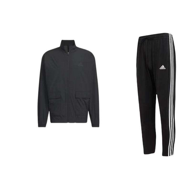 

Adidas Logo Outdoor Long Sleeve Knitted Tracksuit Men Tracksuit Black IC0044+IT3954 XL
