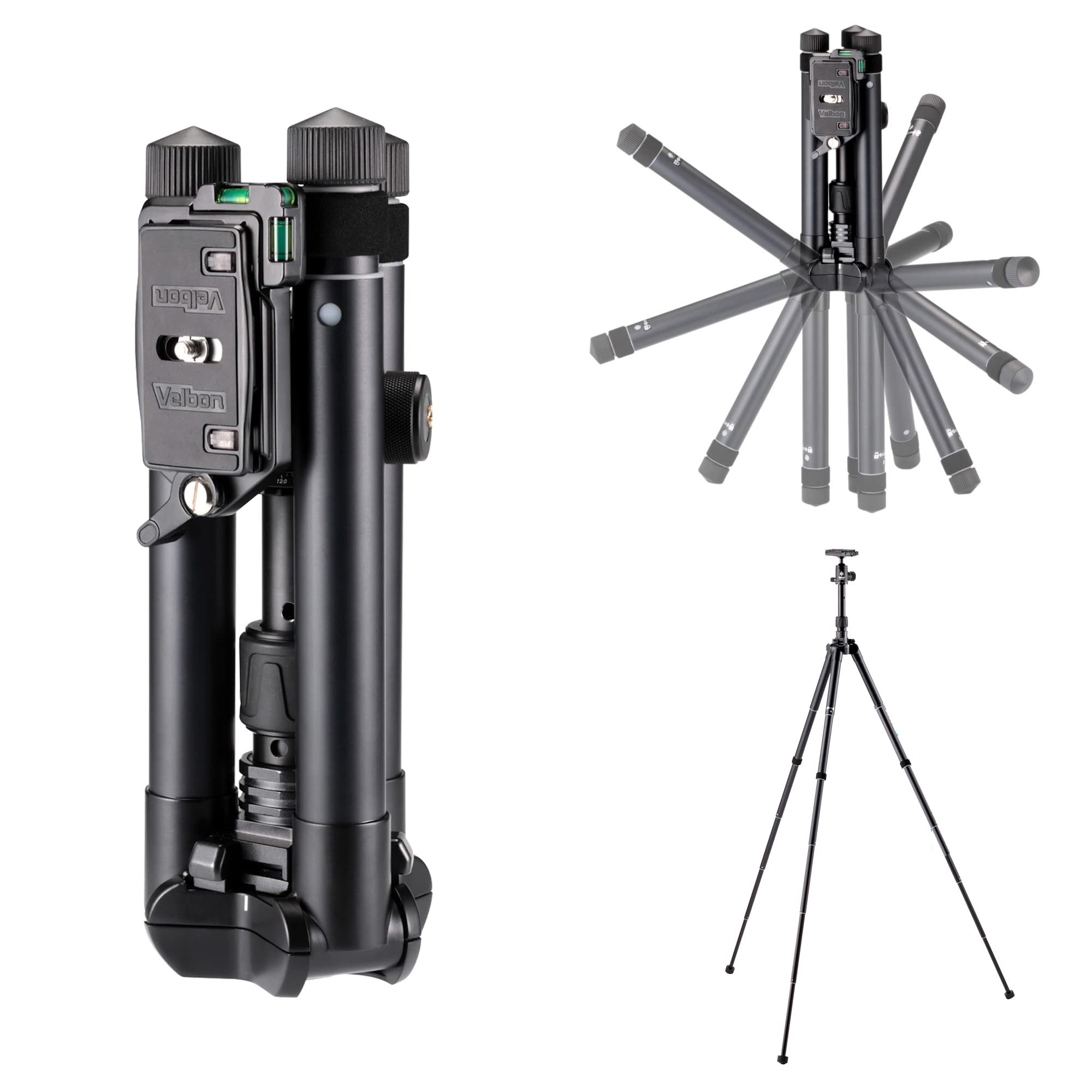 

Velbon Small Aluminum Travel Tripod UT-63II AZ Ultra Lock Mechanism with Head and Quick Shoe Mechanism Compact Case Included AMZUT-63-2 0017915930001