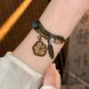 Bohemian Nature Charm Bracelet Set, Handmade Ceramic Bead & Wood Pendant Adjustable Bracelets