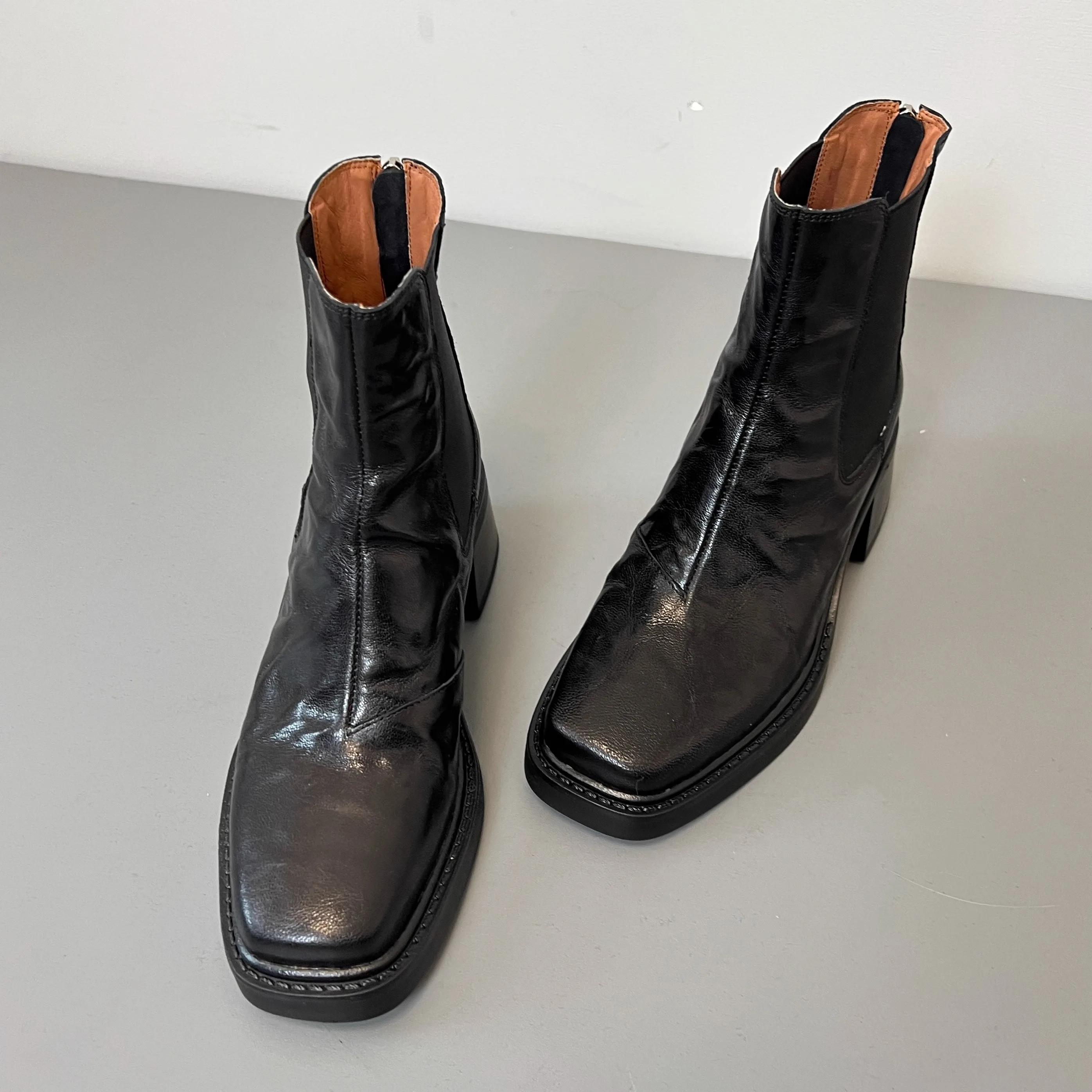

High Heels Ankle Women Boots Chelsea Chunky Elegant Shoes Woman 2026 Trend Winter New Office Shoes Pumps Motorcycle Botas Mujer 35 чёрный